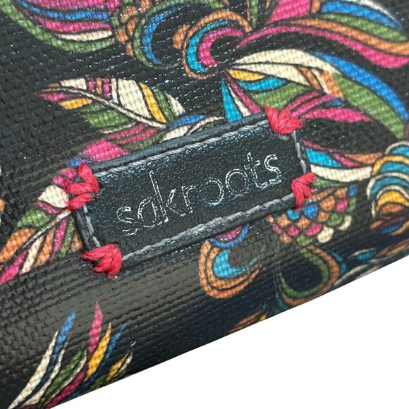 Sakroots zip around wallet clutch purse brown birds coated canvas coin pocket - Picture 2 of 9